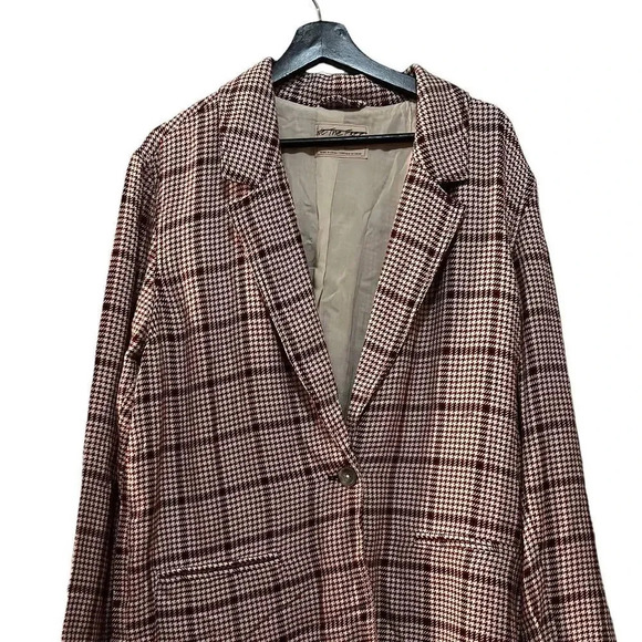 We The Free Fp  Houndstooth Beckett Boyfriend Linen Blazer NWOT - Picture 4 of 9